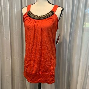 Summer top. Burnt orange. Embellished collar. NWT